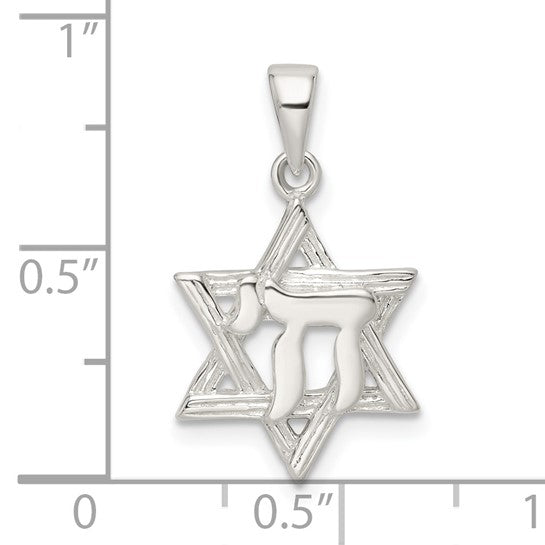 Sterling Silver Star of David with Chai Pendant