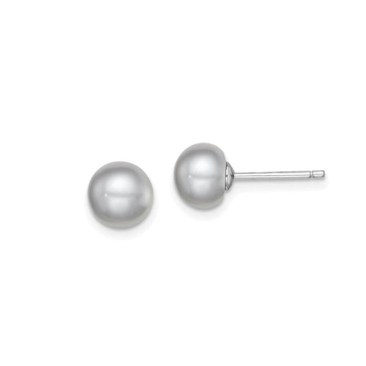 Sterling Silver Gray Button Pearl Earrings