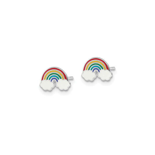 Sterling Silver Petite Enameled Rainbow Post Earrings