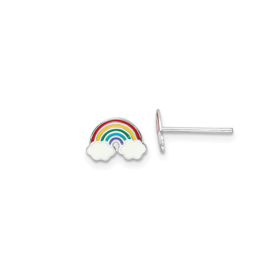 Sterling Silver Petite Enameled Rainbow Post Earrings