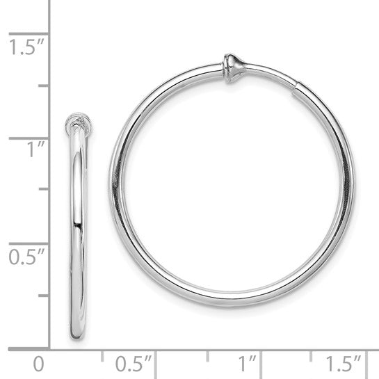 Sterling Silver 28mm Non-Pierced Hoops