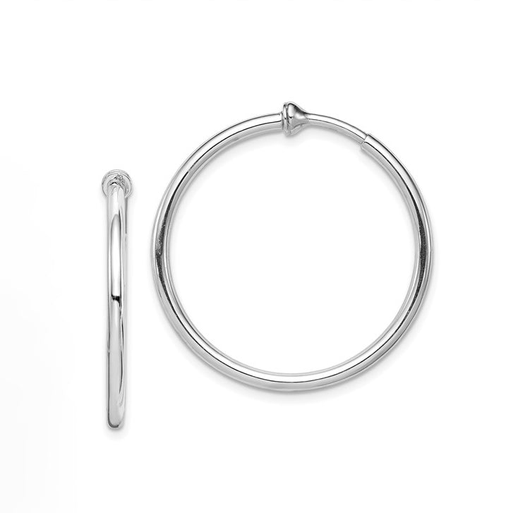 Sterling Silver 28mm Non-Pierced Hoops