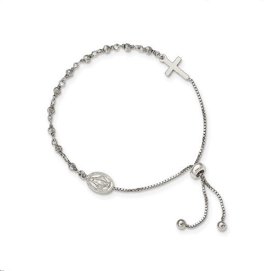 Sterling Silver Rosary Adjustable Bracelet