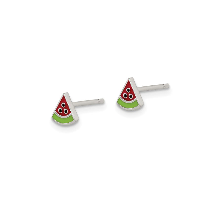Sterling Silver Petite Enameled Watermelon Post Earrings