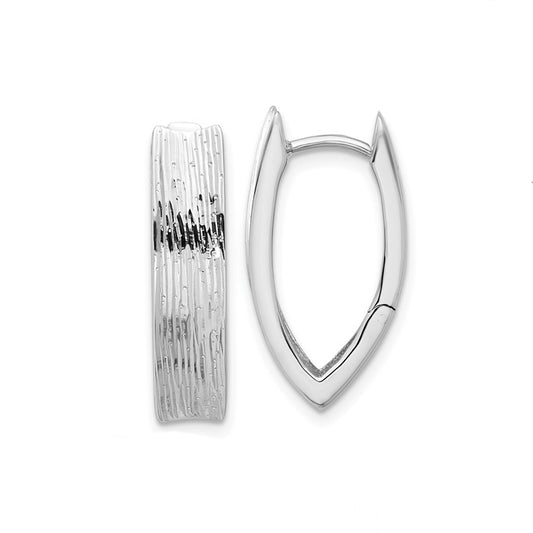 Sterling Silver 23mm Diamond Cut Hinged Hoop V Earrings