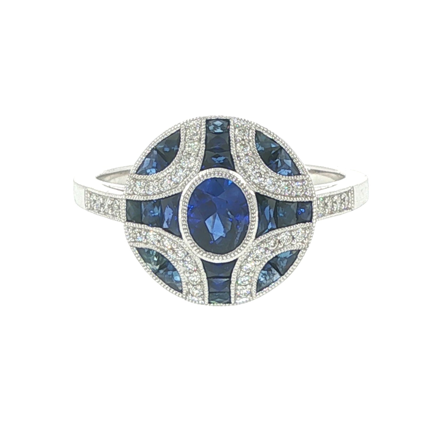 14K White Gold Sapphire & Diamond Ring