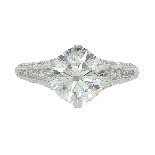 18K White Gold Vintage-Style Engagement Ring