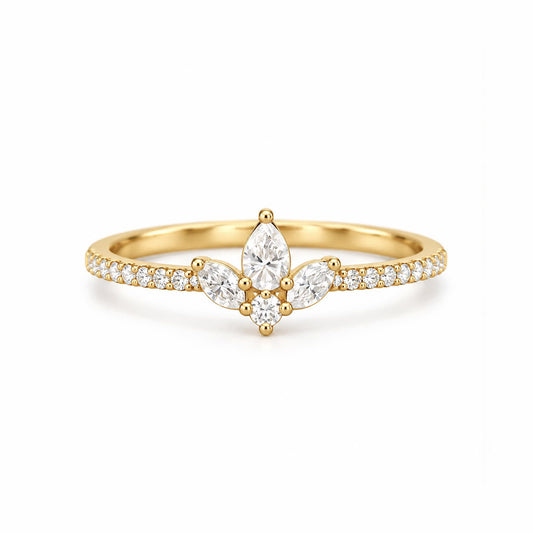 18K Fleur-de-Lis Inspired Diamond Ring