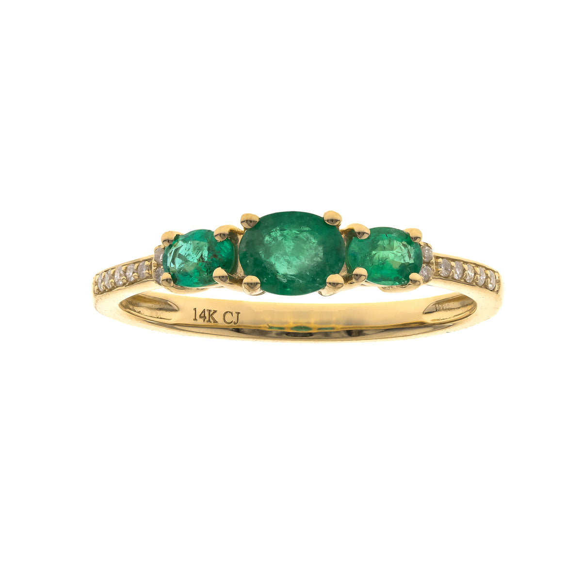 14K Emerald & Diamond Ring