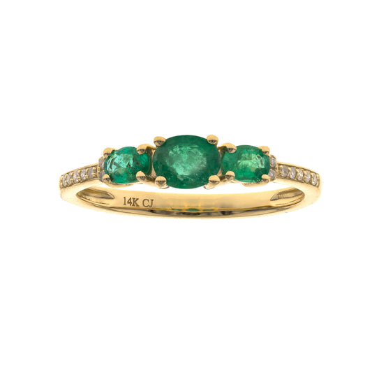 14K Emerald & Diamond Ring
