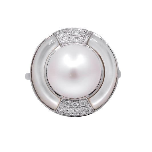 14K Pearl, Mother of Pearl & Diamond Ring