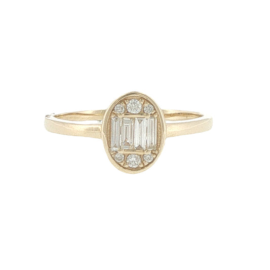 14K Yellow Oval Cluster Diamond Ring