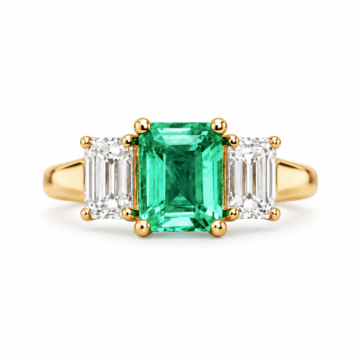 14K Lab-Created Emerald & Diamond Engagement Ring
