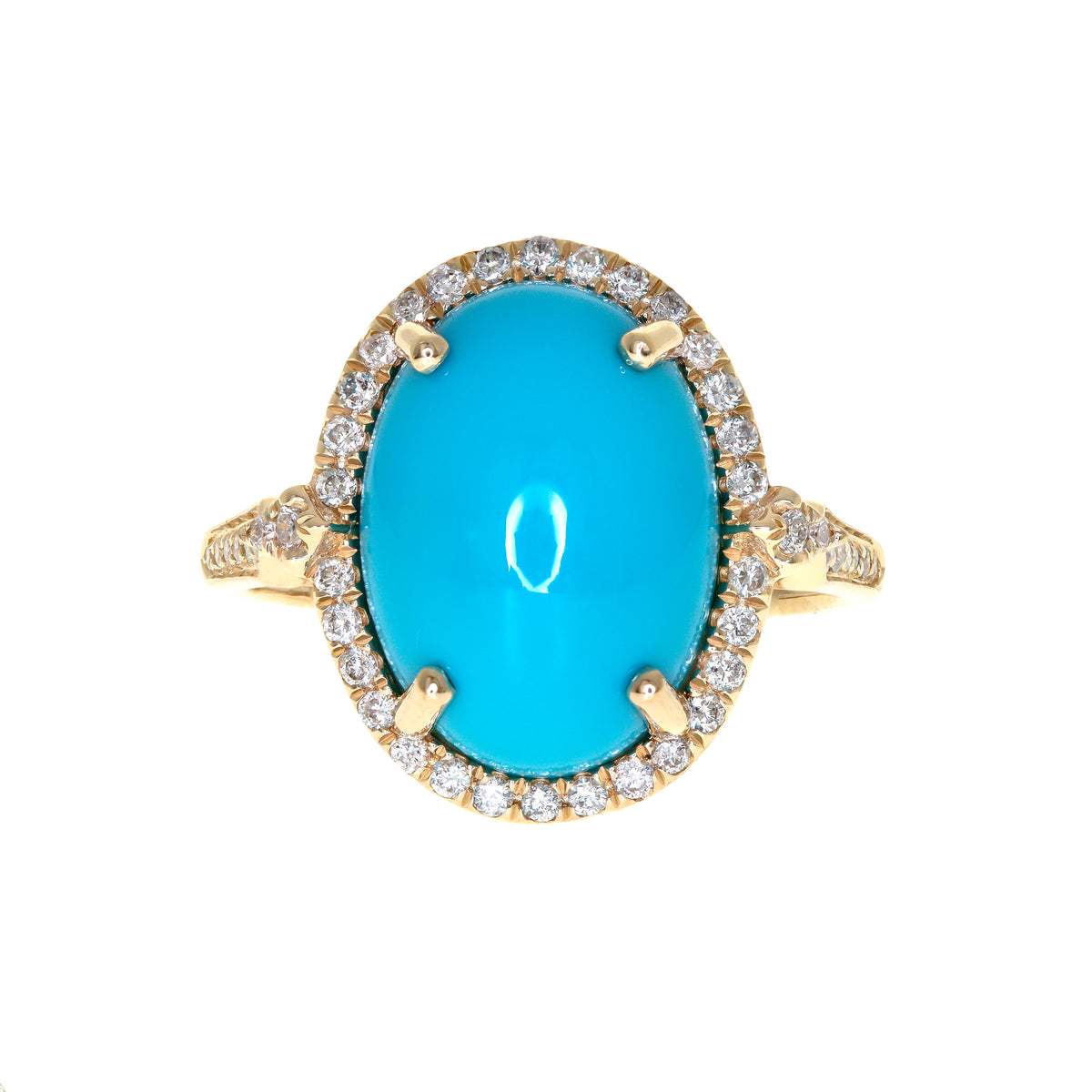 14K Turquoise & Diamond Ring
