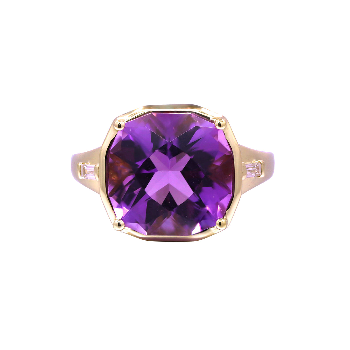 14K Amethyst & Diamond Ring