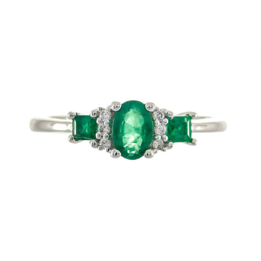 14K Emerald & Diamond Ring
