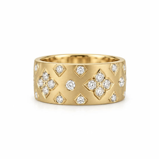 14K Diamond Quatrefoil Statement Ring