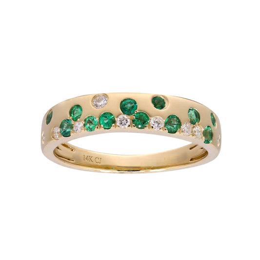 14K Emerald & Diamond Scatter Ring