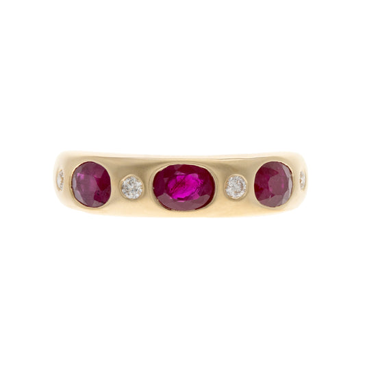 14K Flush Set Ruby & Diamond Band