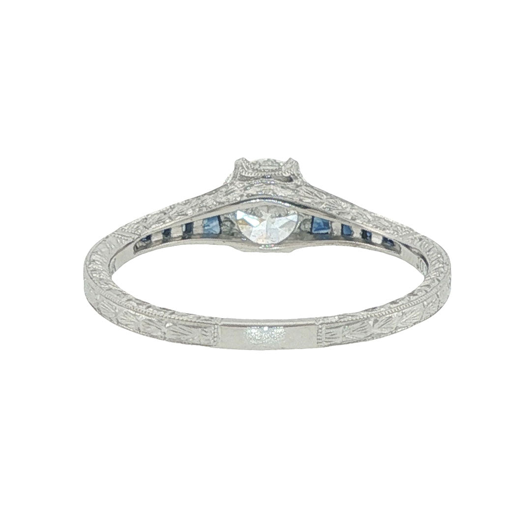 14K White Gold Lab-Created Diamond & Sapphire Engagement Ring