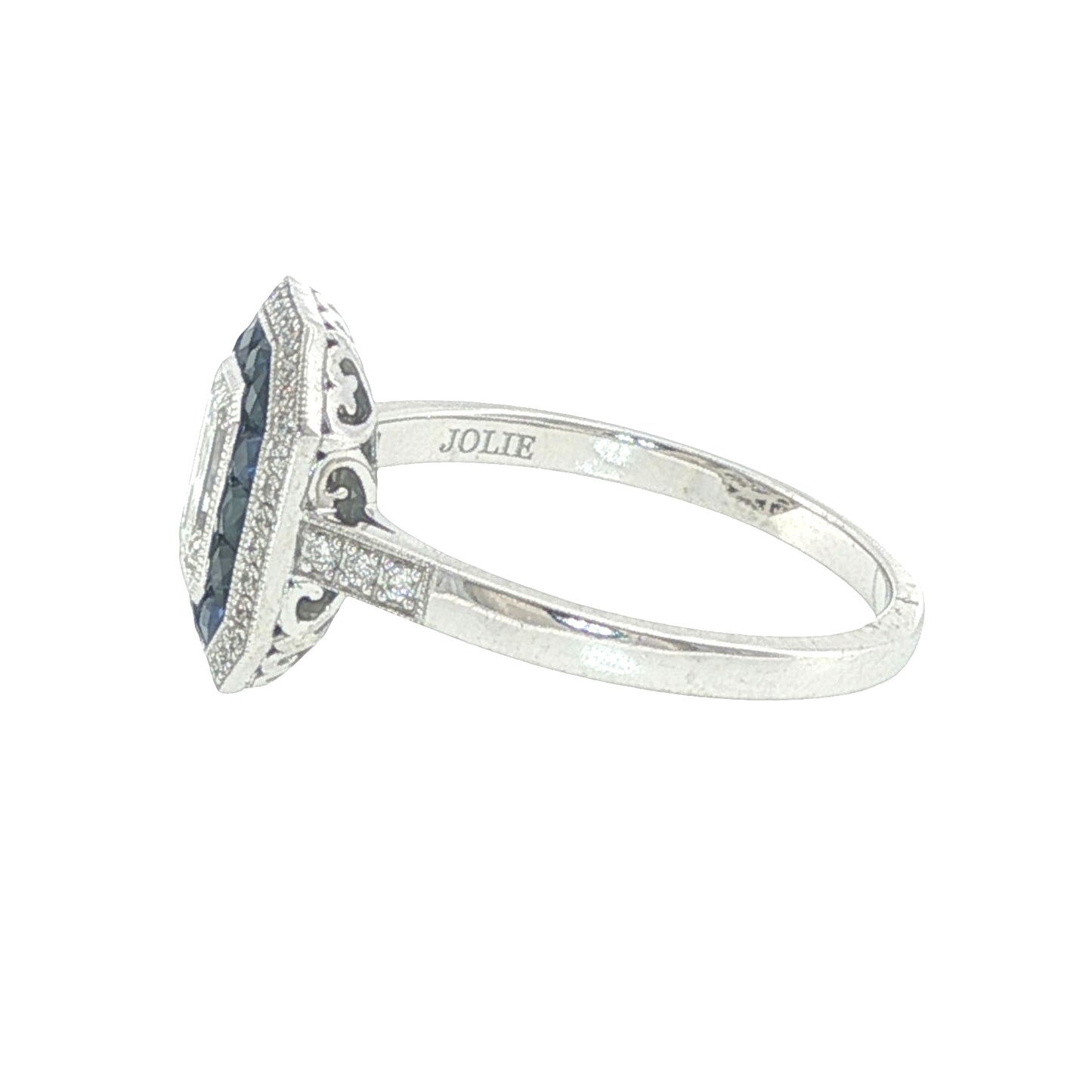 14K White Gold Diamond & Sapphire Ring