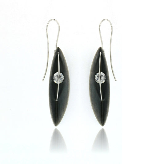 Mysterium Collection Oxidized Sterling Silver Leaf Earrings