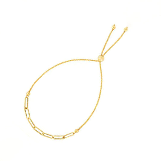 14k Yellow Gold Paperclip Link Friendship Bracelet