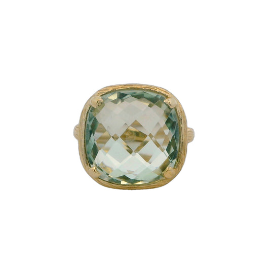 Riverbend Collection Yellow Gold Green Amethyst Ring (lg)