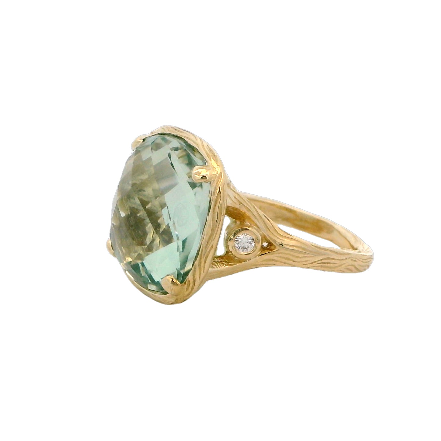 Riverbend Collection Yellow Gold Green Amethyst Ring (lg)