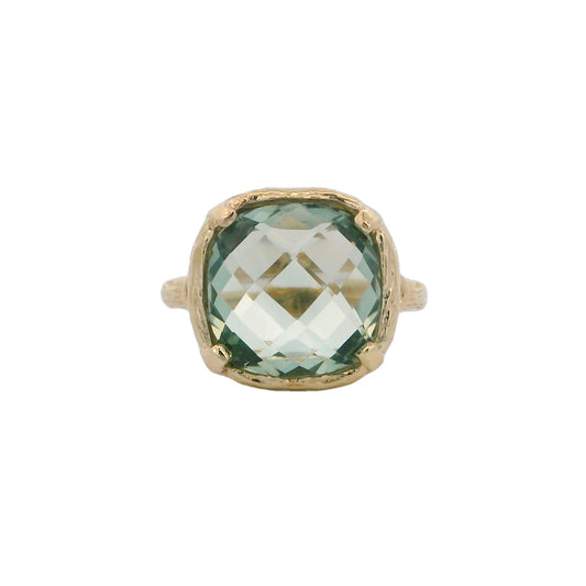 Riverbend Collection Yellow Gold Green Amethyst Ring (med)