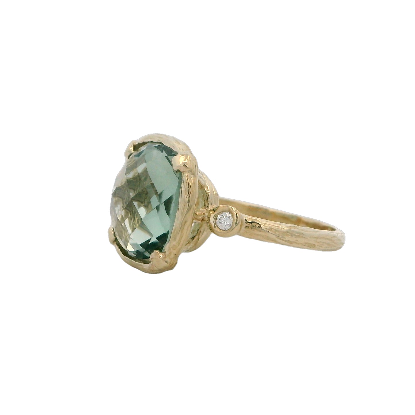 Riverbend Collection Yellow Gold Green Amethyst Ring (med)