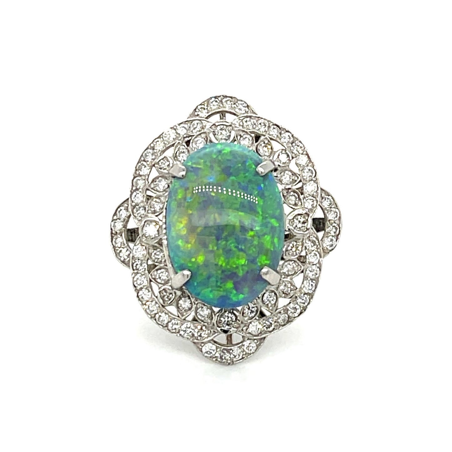 Estate Collection Platinum 6ct Opal & Diamond Ring