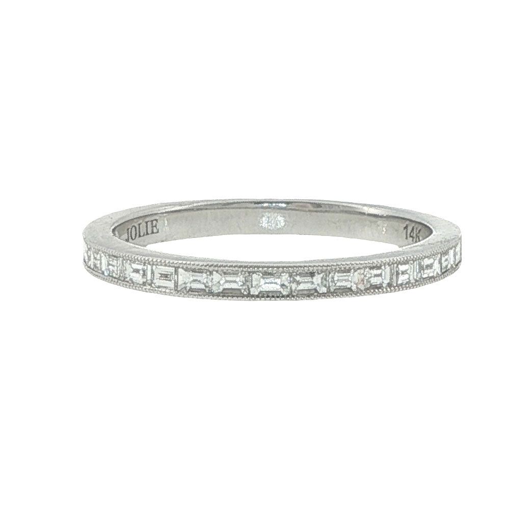 14k White Gold Diamond Stackable Band