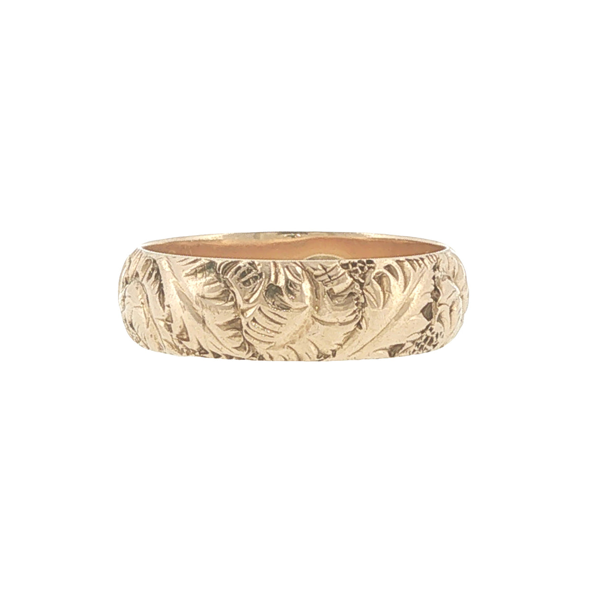 14k Yellow Gold 1920's Engraved Floral Band