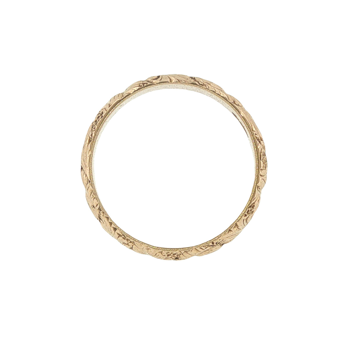 14k Yellow Gold 1920's Engraved Floral Band