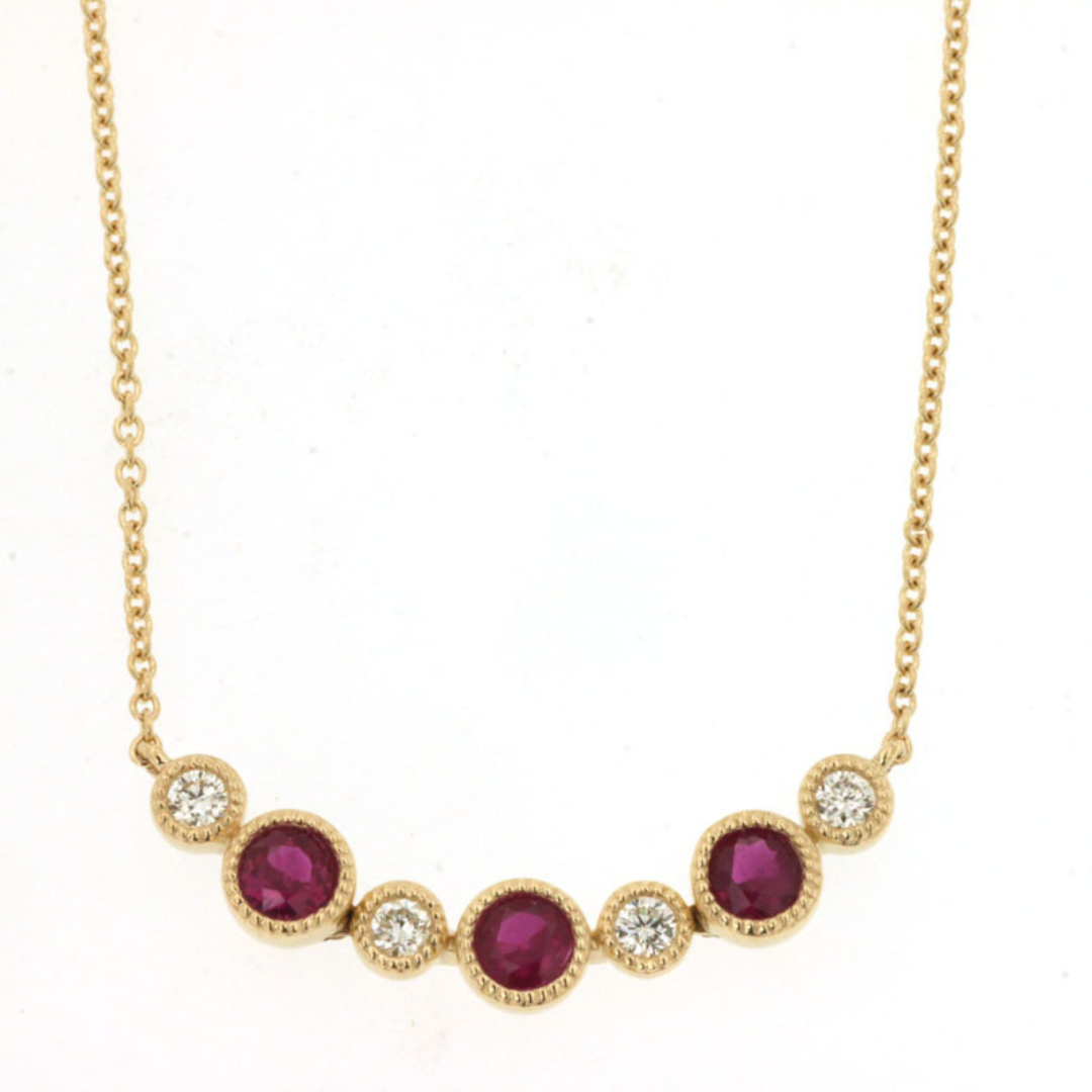 14K Gold Ruby and Diamond Necklace