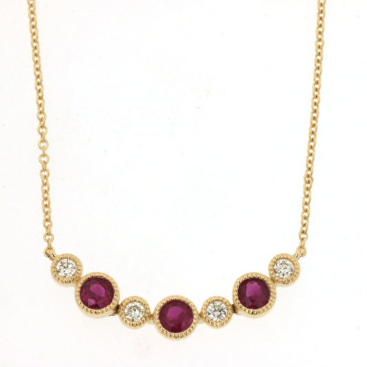 14K Gold Ruby and Diamond Necklace