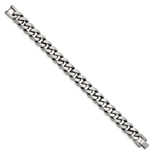Stainless Steel Antiqued and Brushed 8.5" Men's Curb Chain Bracelet