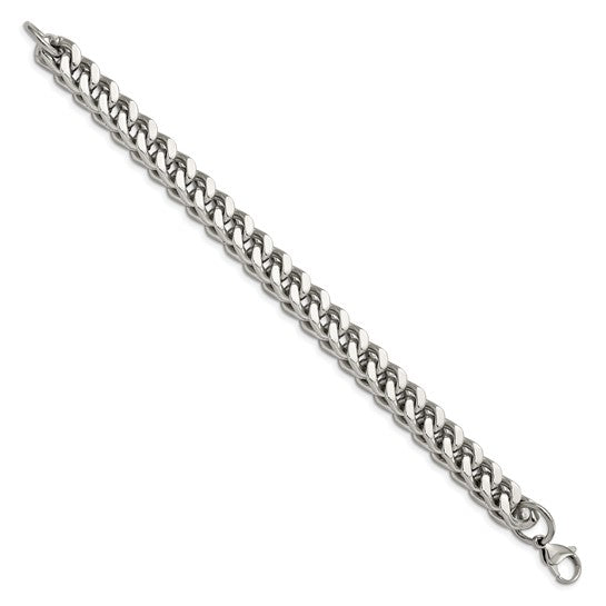 Stainless Steel Polished 9.5" Men's Heavy Wheat Bracelet