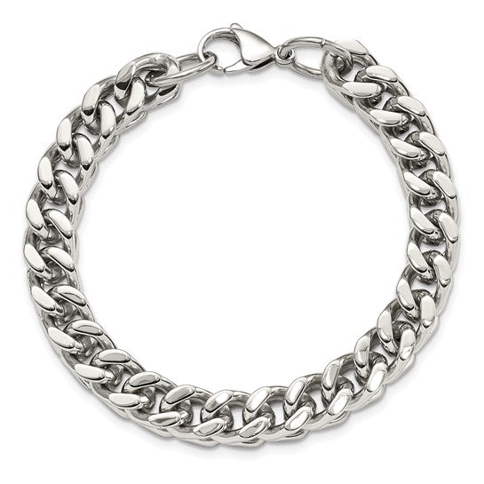 Stainless Steel Polished 9.5" Men's Heavy Wheat Bracelet