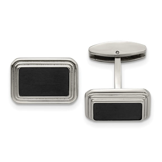 Stainless Steel Polished Black Cufflinks