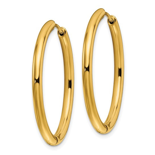 Stainless Steel IP-Plated Hinged Hoop Earrings