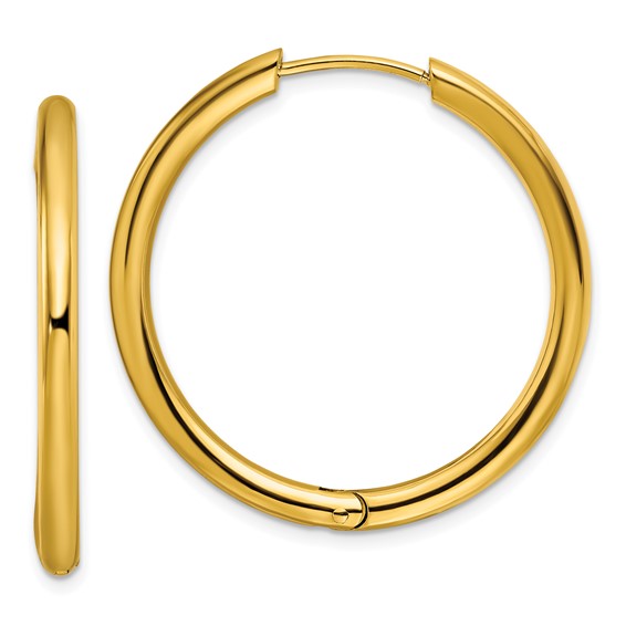 Stainless Steel IP-Plated Hinged Hoop Earrings