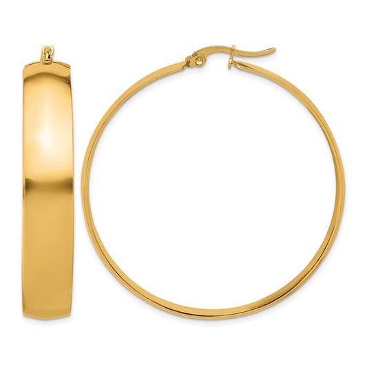 Stainless Steel Polished IP-plated 52mm Hoop Earrings