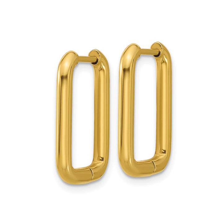 Stainless Steel Polished IP-plated Square Hinged Hoop Earrings