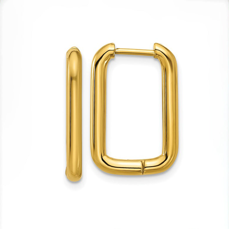 Stainless Steel Polished IP-plated Square Hinged Hoop Earrings
