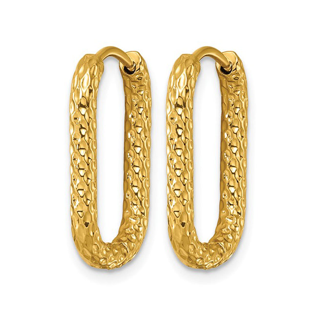 Stainless Steel IP-Plated Hinged Hoop Earrings