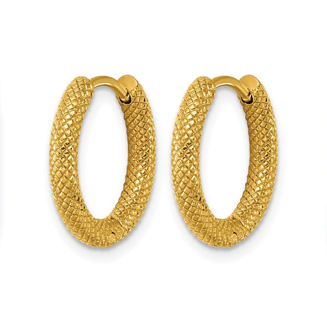 Stainless Steel IP-Plated Hinged Hoop Earrings
