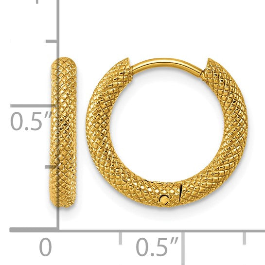 Stainless Steel IP-Plated Hinged Hoop Earrings