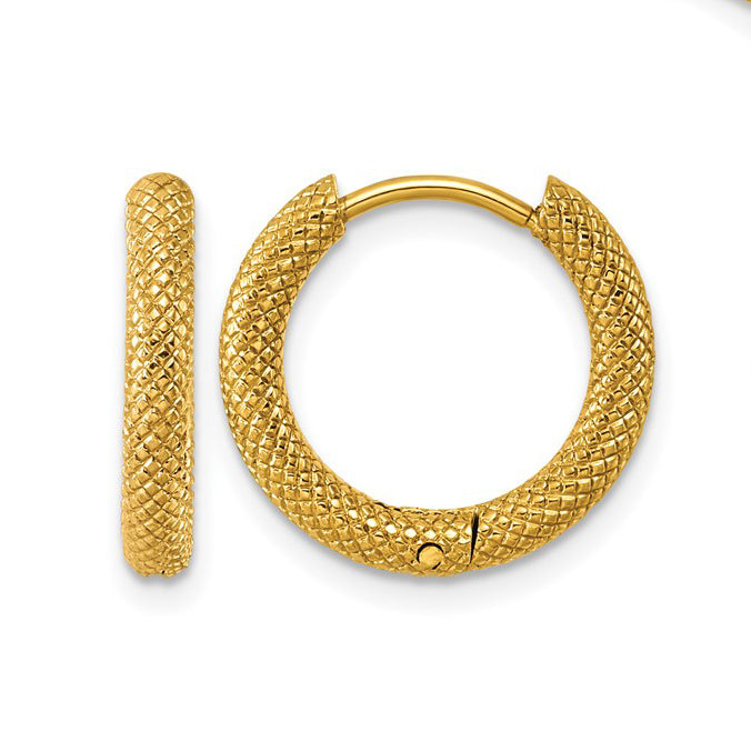 Stainless Steel IP-Plated Hinged Hoop Earrings